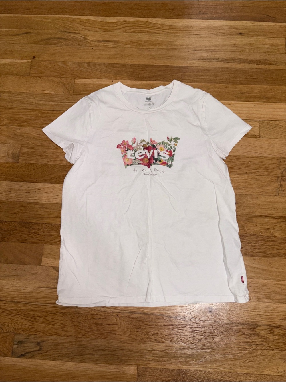 Levi's White Tee with Multicolor Floral Logo